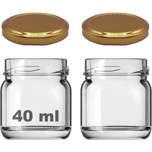 40 ml Metal Gold Kapaklı 40 cc Şeffaf Numune Cam Kavanoz Küçük 2 Adet