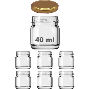 40 ml Metal Gold Kapaklı 40 cc Şeffaf Numune Cam Kavanoz Küçük 6 Adet