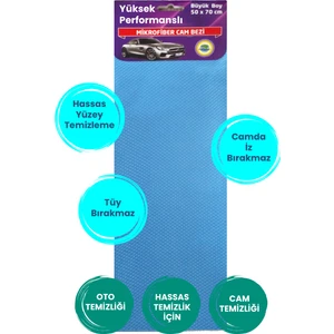 1 Adet Mavi Baklava Desen 50X70 Mikrofiber Leke Bırakmaz Araç Yıkama Kurulama Oto Cam Temizlik Bezi