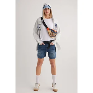 JUST UNIQUE DENIM J.U.D Mona 599 Yüksek Bel Koyu Mavi Regular Jeans Şort Kadın