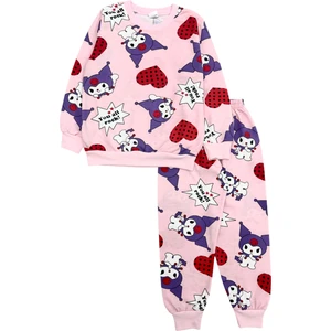 Şeker Kids Kız Çocuk Pamuklu Mevsimlik Pembe Kuromi Desen Uzun Kollu Pijama Takımı