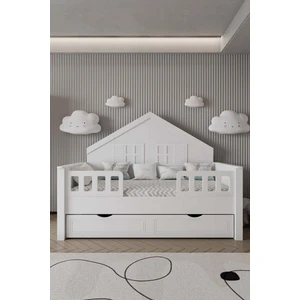 Çocuk Montessori Karyola Yavrulu, Beyaz, 90 x 190 ( Mdf Malzeme)