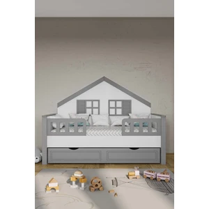 Çocuk Montessori Karyola Yavrulu, Beyaz, 90 x 190 ( Mdf Malzeme)