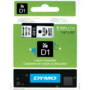 DYMO S0720780 D1 Yedek Şerit, 6 mm x 7 mt, Beyaz- Siyah (43613)