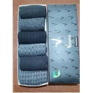 VARYASYON, 6lı Paket, BAMBU ERKEK SOKET, Jakar Desen, Dikişsiz,yıkamalı, Erkek Çorabı