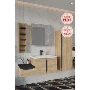 Banyo Zakkum 100 cm Banyo Dolabı Aynalı Üst Dolap Boy Dolabı ve Rafı