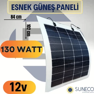 130 Watt Yarı Esnek Güneş Paneli Half Cut Monokristal Solar Güneş Paneli Karavan Tekne