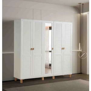 Pema Home Favori %100 mdf Membran 5 Kapaklı Dolap Gardırop