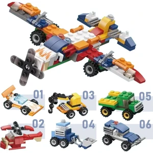 Eğitici Mini Blok 6 In1 Oyuncak Araçlar Yapım Seti - Uçak 6+ Yaş