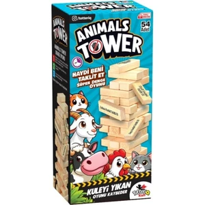 Animals Cezalı Jenga Tower Denge Oyunu 54 Adet Farklı Hayvan Taklidi