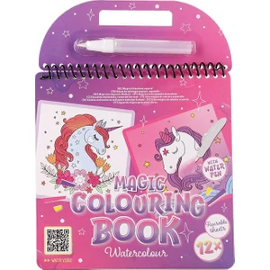 Unicorn 12 Sayfa Sihirli Boyama Kitabı Özel Sulu Kalem ile Water Painting Eğitici Aktivite Kitabı