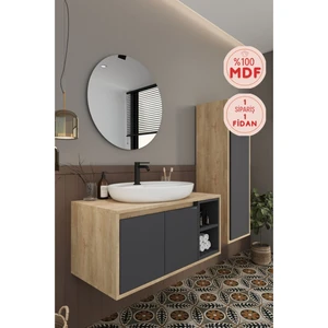 Gül 90 cm Banyo Dolabı+Ayna+Lavabo+Boy Dolabı