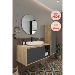 Gül 100 cm Banyo Dolabı+Ayna+Lavabo+Boy Dolabı