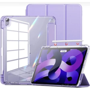 M.tk moveteck Apple iPad Air 13 2025 Uyumlu Kılıf Magnetik Pen Charge Kalem Bölmeli Ayrılabilen Akıllı Uyku Modlu Şeffaf Kapak M3 A3268 A3271