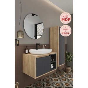 Gül 70 cm Banyo Dolabı+Ayna+Lavabo+Boy Dolabı