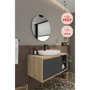 Banyo Gül 90 cm Demonte Banyo Dolabı Ayna Lavabo