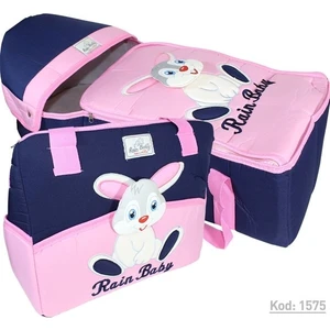 Rain Baby Kabartma Tavşanlı Pembe Bebek Taşıma Seti K1575