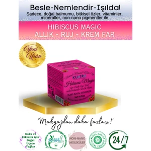 Hibiscus Magic Doğal Içerikli Çok Amaçlı Allık, Ruj, Göz Farı (Makyaj Beraberinde Çok Değerli Besleyici Cilt Bakımı)