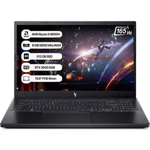 Nitro V15 NH.QSHEY.005 Ryzen 5-6600H 8gb 512GB SSD RTX3050-6GB 15.6" 165Hz Freedos Taşınabilir Bilgisayar