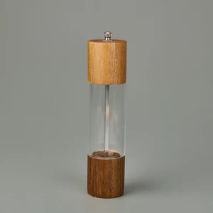 Akasya Büyük Boy Baharat Öğütücü - Açık Kahverengi / Şeffaf - 15 cm