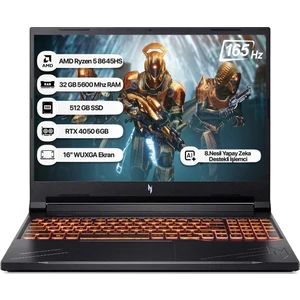 Nitro V16 NH.QRVEY.004-32 Ryzen 5 8645HS 16 AI TOPS 32GB 512GB SSD RTX4050-6GB Dos 165Hz 16'' Taşınabilir Bilgisayar