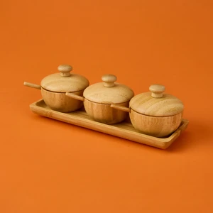 Bambu Baharatlık Seti - Açık Kahverengi