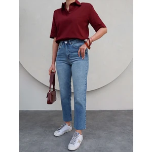 Esra Helvacı Açık Mavi Paça Kesik Orj Jean