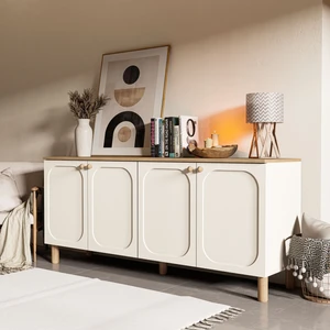 1700 Monza 180  cm  (Membran Mdf Kapaklı) Bohem Konsol Sepet-Beyaz