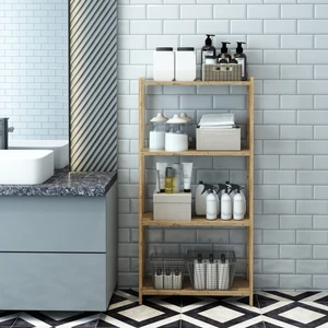 Jest Dekor Konsept Elvira Atlantik Çam Ahşap 4 Katlı Banyo Rafı / Mutfak Rafı, Baharatlık / Çok Amaçlı Dekoratif Raf, Organizer / Demonte ve Kolay Montaj