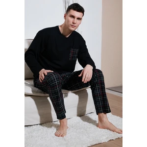 Ekoseli Cepli Beli Lastikli % 100 Pamuk Regular Fit Pijama Takımı Erkek Pijama Takımı 6572001