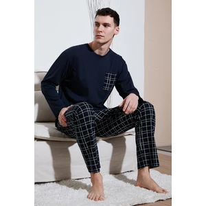 Ekoseli Cepli Beli Lastikli % 100 Pamuk Regular Fit Pijama Takımı Erkek Pijama Takımı 6572001
