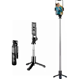 K03 Kablosuz Kumandalı Telefon Selfie Çubuğu Monopod Ayaklı Tripod Bluetooth 90° Açılı Devrilmez Tasarım