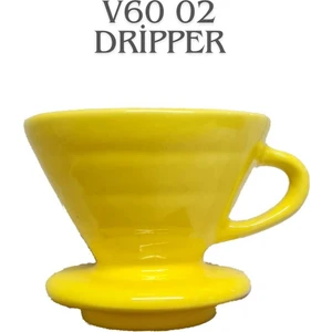 Hubby Chef V60 02 Dripper Seramik Kahve Demleme Ekipmanı (Hardal Sarı)
