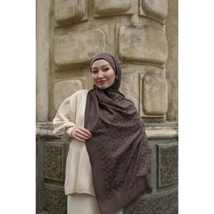 Yün Ipek C Desen Şal - Acı Kahve