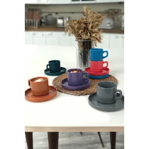 Mixed Stackable Çay Fincan Takımı 12 Parça 6 Kişilik