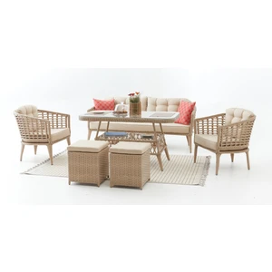 Divona Home Linda Rattan Bahçe Balkon Oturma Grubu (3+1+1+MASA)