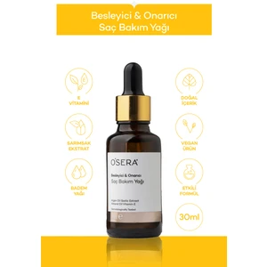Doğal Besleyici ve Onarıcı Saç Bakım Yağı 30 ml (E Vitamin, Argan, Sarımsak ve Badem Yağı)
