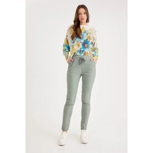 Beli Simli Bağcıklı Havuç Kesim Pantolon