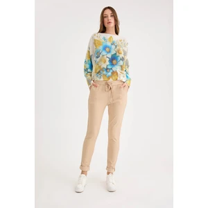 Beli Simli Bağcıklı Havuç Kesim Pantolon