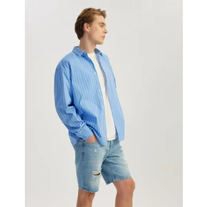 Pamuklu Yırtık Detaylı Bermuda Slim Fit Jean Şort