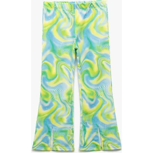 Beli Lastikli Desenli Ispanyol Paça Pantolon