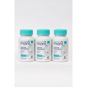 3'lü Moni Daylong Magnesium Magnezyum Bisglisinat, Magnezyum Sitrat, B6 Vitamini, Piperin 60 Vegan Kapsül