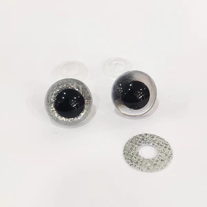 Amigurumi Vidalı Renkli Simli Göz -Gümüş - 18 mm - 10 Adet (5 Çift) Kilitli Göz