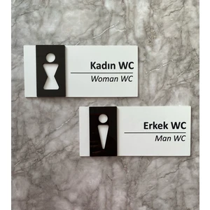 Basic White Black Seri Kadın&erkek Wc Yönlendirme Levha Seti