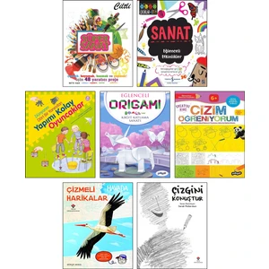 Süper Sanat - Sanat Eğlenceli Etkinlikler - Origami - Dünyanın Dört Bir Yanından Yapımı Kolay Oyuncaklar - Çizim Öğreniyorum - Çizmeli Harikalar Havada - Çizgini Konuştur 7'li Çocuklar için Çizim Seti