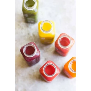 6 Adet Smoothie Detoks Şişesi Şeffaf Plastik Sızdırmaz Kapak Köşeli Meyve Suyu Şişesi 250 ml