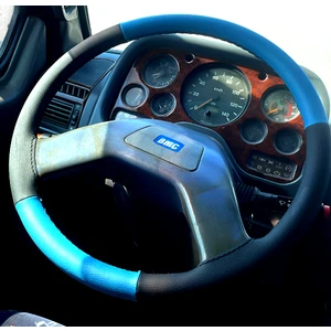 Dikişli Direksiyon Kılıfı Siyah Deri A. Mavi Deri Siyah Dikişli Bmc 1142 Için