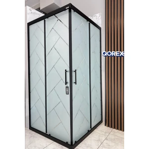 Ustaduş - Siyah - 6 mm Temperli Kum Cam Duşakabin H:190 Özel Seri Krom Aksesuar ( Sanat )