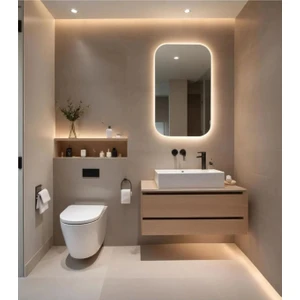 60 x 80 Led'li Flotal Ayna Beyaz LED Makyaj Lavabo Aynası Modern Banyo Aynası