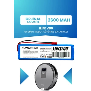 Ilife V80 Uyumlu Batarya (Orjinal Kapasite) 2600MAH Pil Robot Süpürge Batarya Değişimi